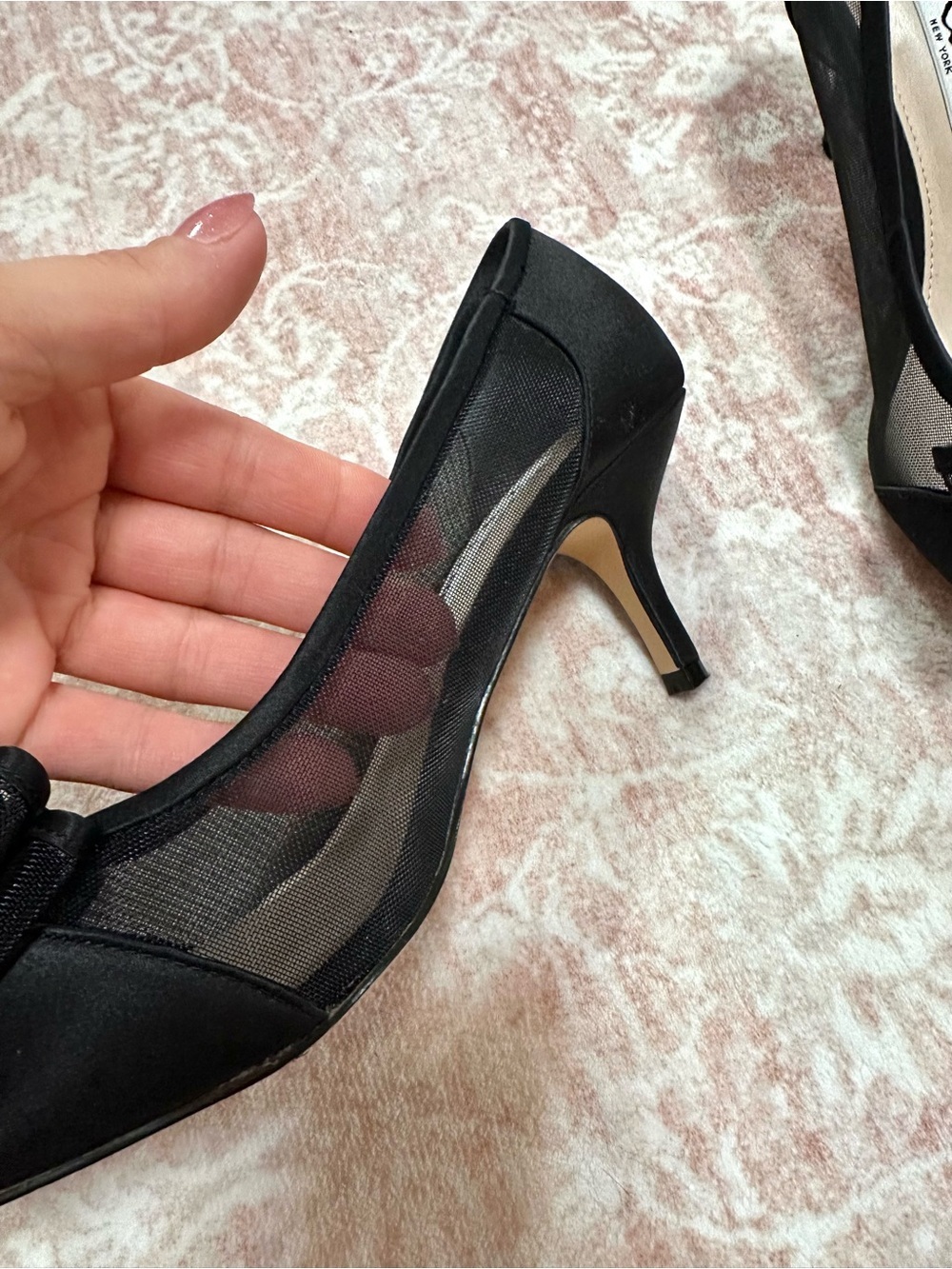 Nina 🖤 Satin & Sheer Bow Pointed Heels - Picture 8 of 10